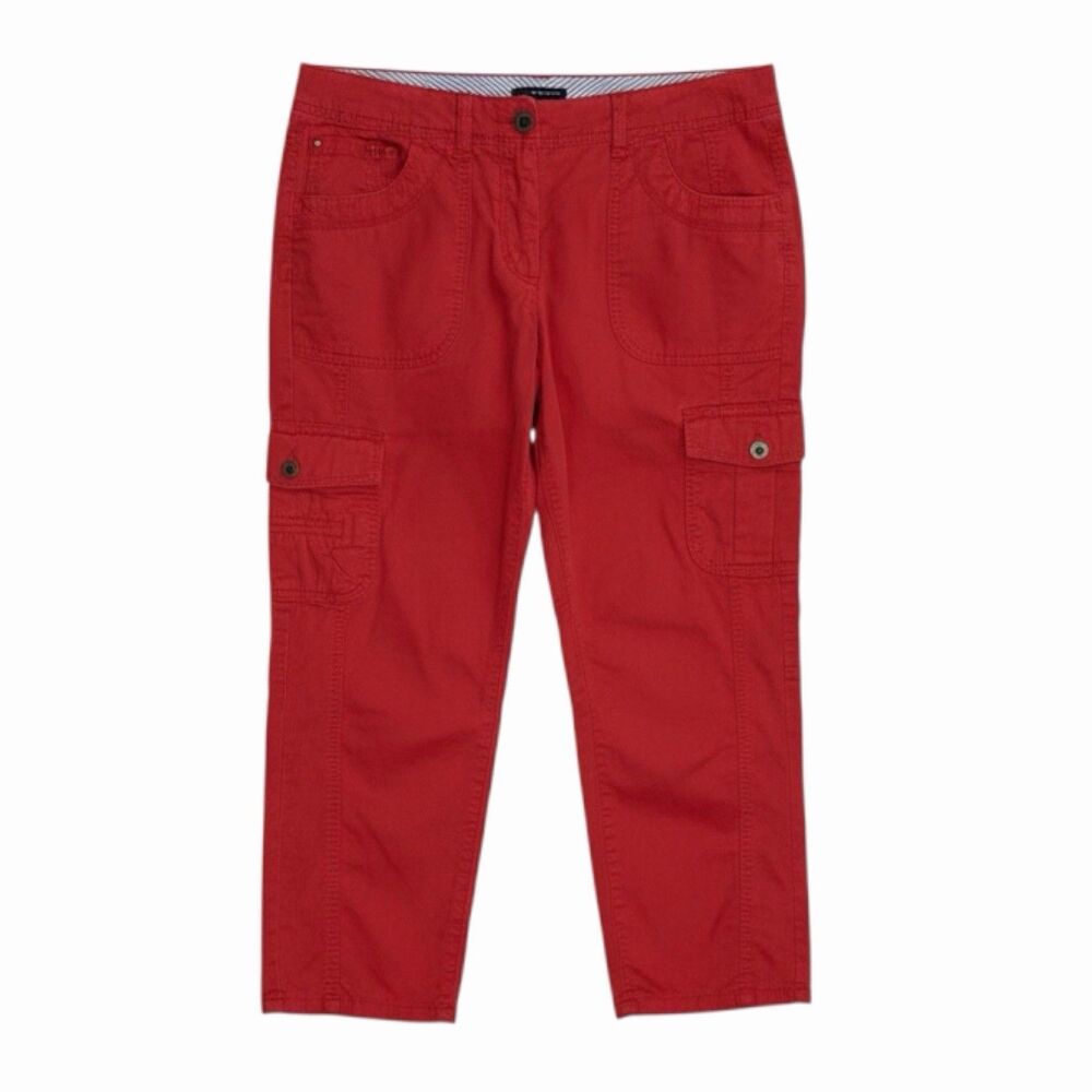 Tommy Hilfiger Crop Cargo Pants Capri Utility Womens Red Orange 12